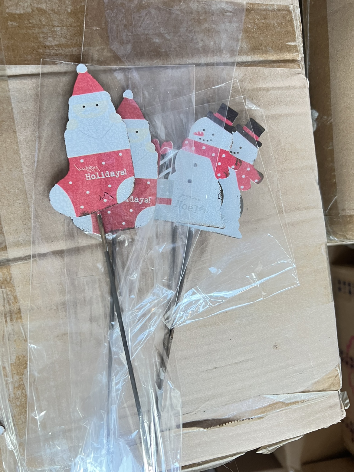 日系圣诞花插户外花园装饰杂货地插铁艺做旧zakka圣诞雪老人礼物 - 图0