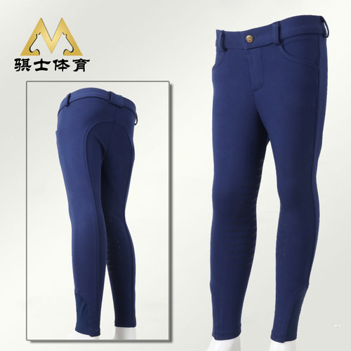 儿童马术马裤硅胶防滑耐磨春夏秋黑色骑马裤男女马术装备服装 - 图1