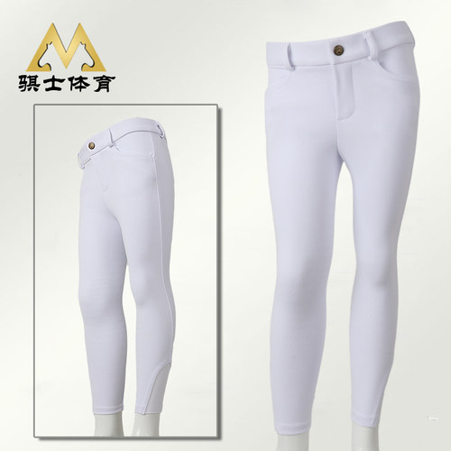 儿童马术马裤硅胶防滑耐磨春夏秋黑色骑马裤男女马术装备服装 - 图0