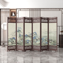 Solid wood Chinese imitation antique screen folding movable bedroom shielded partition living room partition Xuan guan bifacial retro