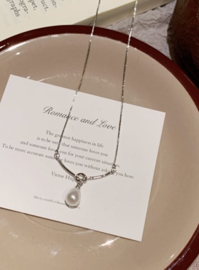 简约气质打结珍珠项链锁骨链女