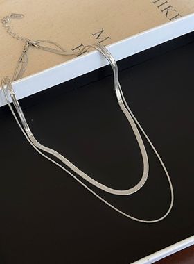 双层蛇骨链叠戴时尚项链锁骨链女