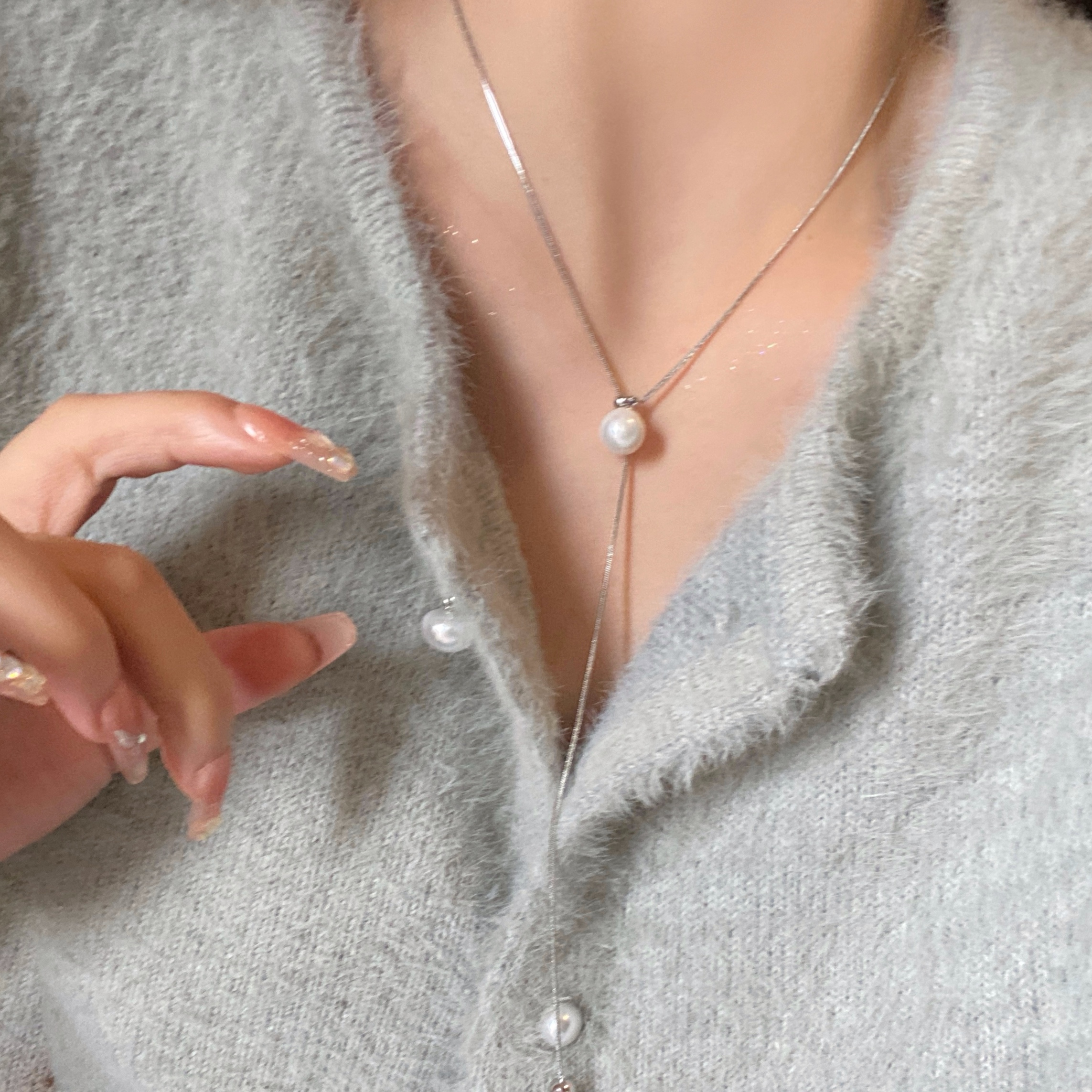 「松岛情书」简约气质高级感珍珠可抽拉小众设计感百搭项链礼物女 - 图2