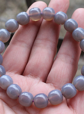 天然灰烟紫手珠手串老型珠玉石
