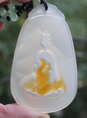 天然玛瑙玉髓意境佛手玉挂件