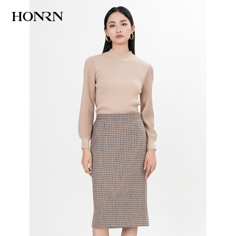 HONRN/红人修身高领打底羊毛衣针织衫内搭上衣女秋冬HI55OM103 - 图2