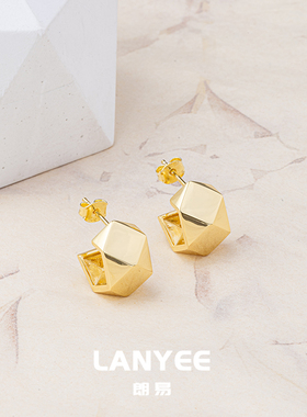 LANYEE几何多面体半包耳钉女高级