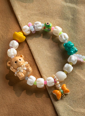 可爱风鹿角根付维尼熊手串女士礼