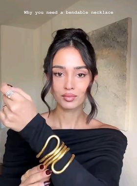 Ins博主同款朋克复古夸张金属百变可塑形蛇骨choker项圈项链手镯