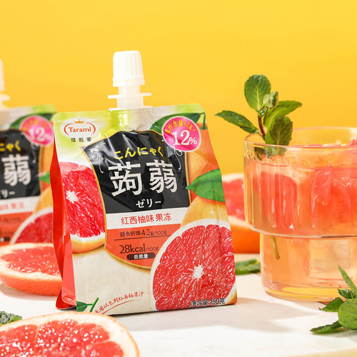 Tarami国产塔啦蜜低卡蒟蒻魔芋吸吸果味果冻休闲小零食150g*6袋装 - 图1