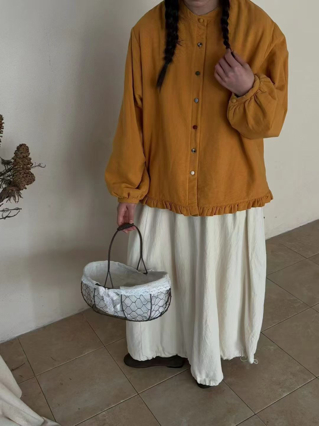 2025秋季新款韩版立领彩色扣子设计感百搭夹棉衬衫