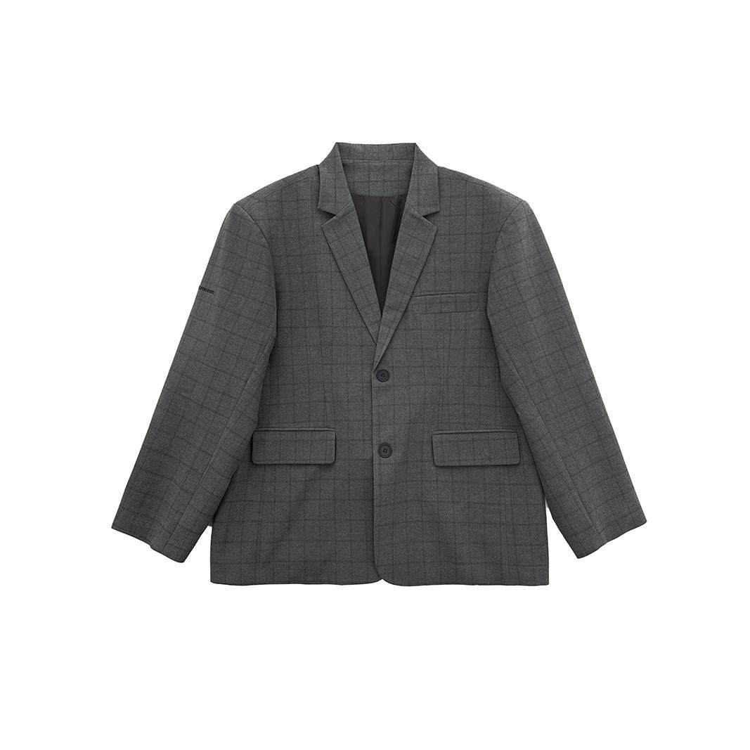 Aurocean 日常感大西装外套 复古少年感深灰格子宽肩外套,淘宝优惠券,粉丝福利购,淘宝优惠卷