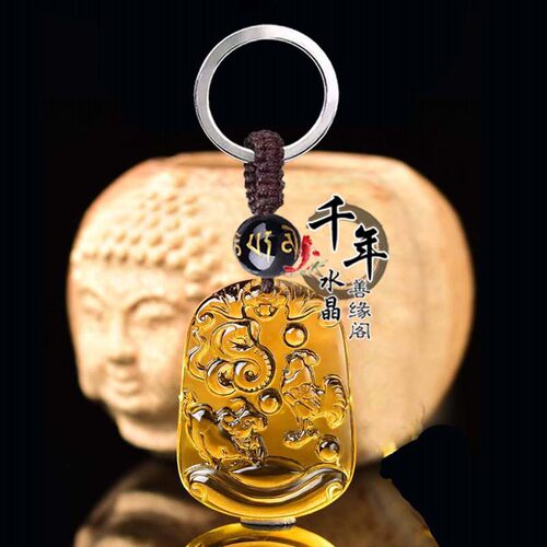 2026年黄水晶蛇鸡牛三合贵人吊坠生肖属巳酉丑男女项链吉祥物 - 图0