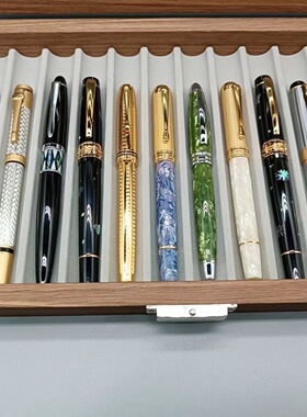 钢笔收纳盒名笔收藏盒家用圆珠笔整理多格钢笔透明展示陈列大容量