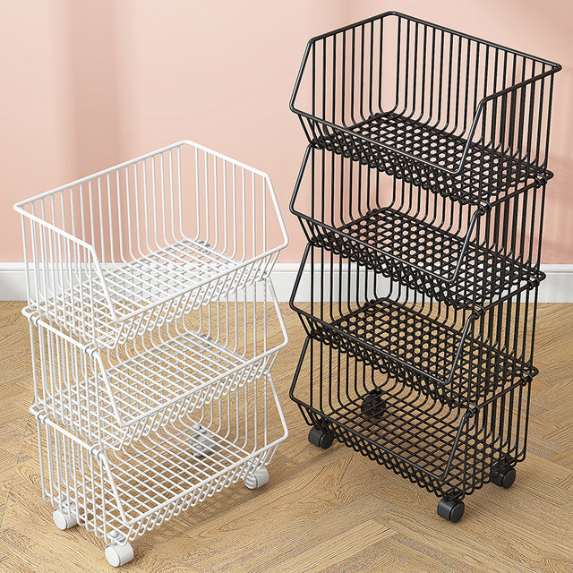 Vegetable basket kitchen rack floor-standing multi-layer fruit and vegetable storage supplies corner mobile snack trolley