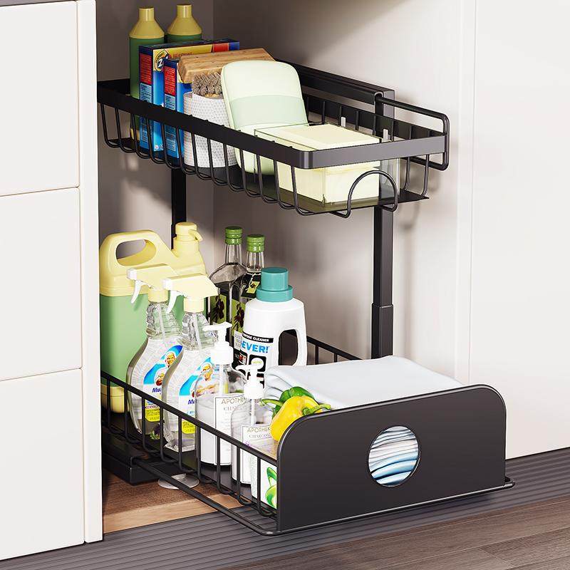 厨房下水槽置物架调料抽拉式水池边多功能收纳架橱柜内拉篮分层架,淘宝优惠券,粉丝福利购,淘宝优惠卷