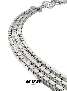 KVK白系列镜面银戒短项链