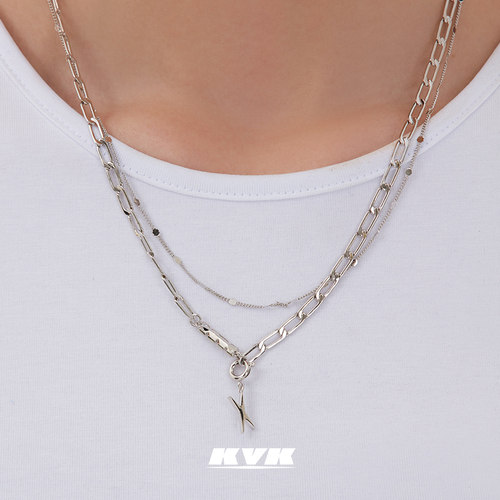 【王嘉尔同款】KVK X潜能系列自由组装原创设计双层叠戴中性项链 - 图3