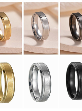 KANZAO中性风哑光拉丝戒指潮男女时尚气质钛钢指环帅气酷炫情侣戒