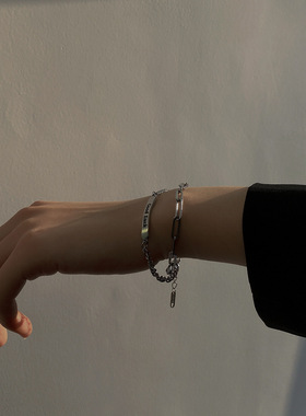 ins风钛钢不掉色拼接潮牌手链