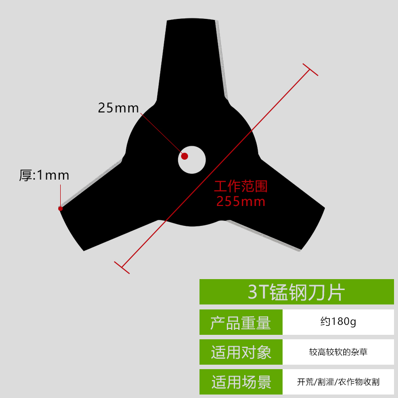 割草机刀片进口加厚通用一字刀圆锯片锰钢打草机除草配件通用刀片