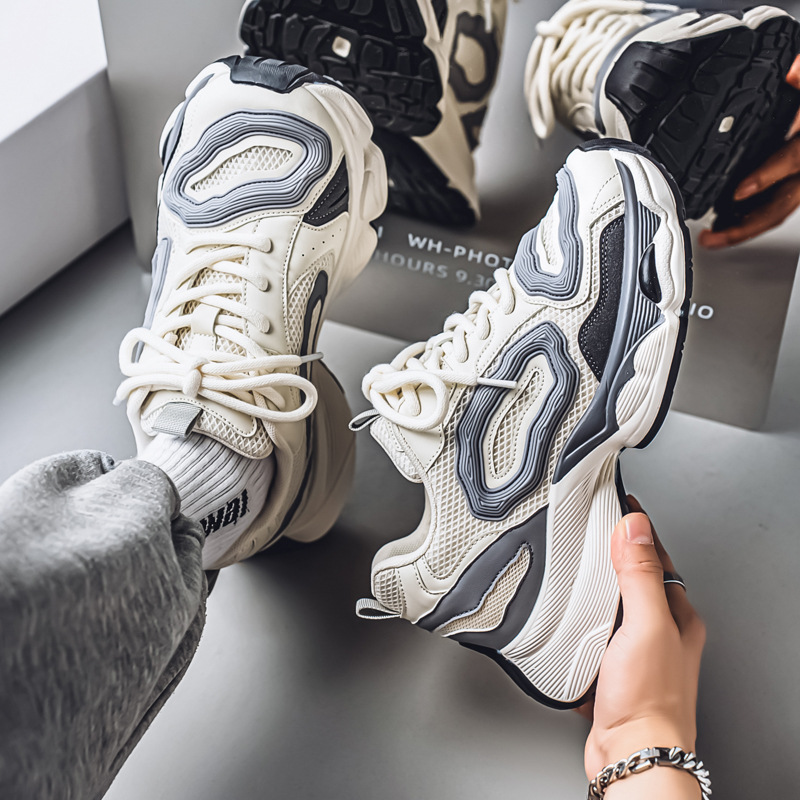 进口新品男鞋秋季网面透气设计感小众原创跑步运动休闲厚底增高小 - 图2