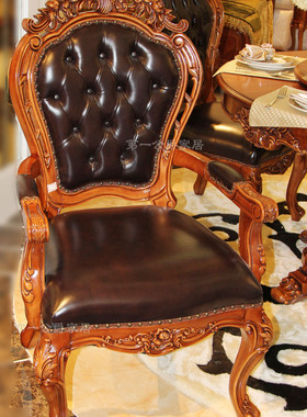 美式欧式古典实木别墅高档家具餐厅系列FF991圆餐桌 餐椅四门酒柜