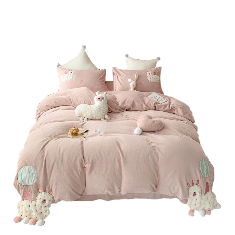 冬季加厚珊瑚绒四件套可爱卡通风牛奶绒被套双面法兰绒床上用品4,淘宝优惠券,粉丝福利购,淘宝优惠卷
