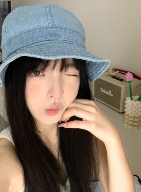 日系素颜防晒遮脸牛仔渔夫帽女圆顶显脸小遮阳帽春夏新款透气盆帽