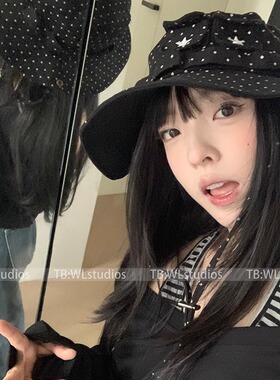 新款波点星星牛仔渔夫帽女春秋户外徒步出游登山帽子防晒显脸小潮