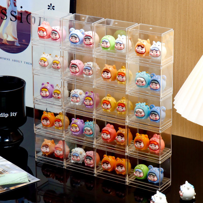 可爱萌粒收纳盒桌面多层透明手办盲盒展示架泡泡玛特小摆件置物架,淘宝优惠券,粉丝福利购,淘宝优惠卷