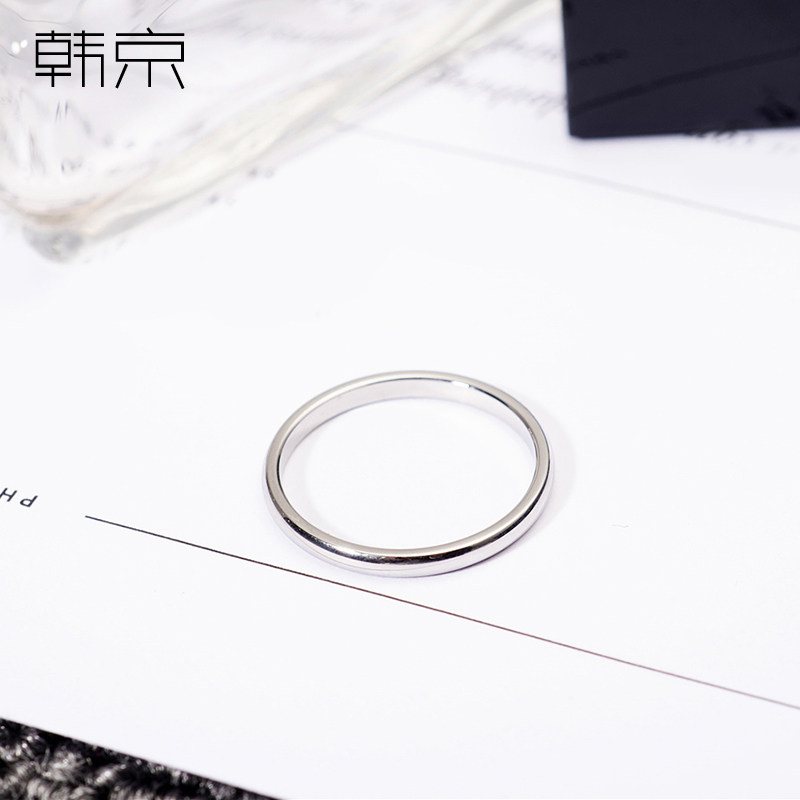 韩京情侣钛钢男女光面百搭简约对戒 韩京饰品戒指/指环