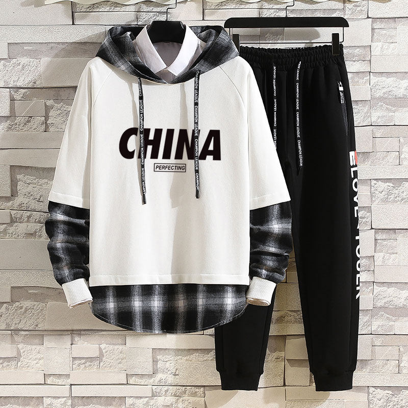 潮流长袖男孩13青少年加绒套装t恤 外叁T恤