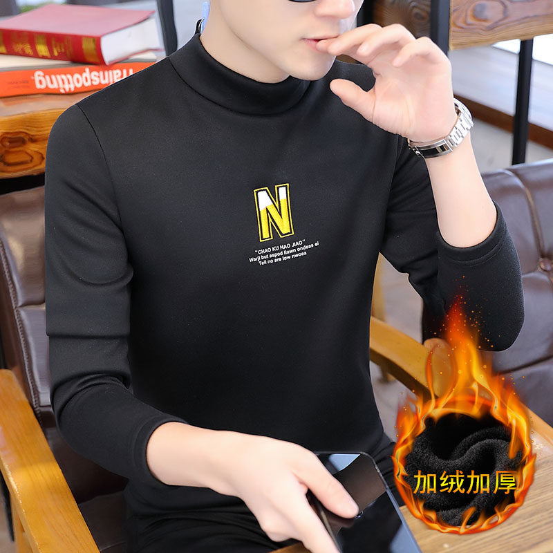 德绒半高领打底衫男士长袖t恤卫衣 外叁T恤