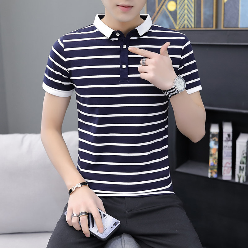 有带领短袖男夏季条纹潮流polo衫 外叁Polo衫