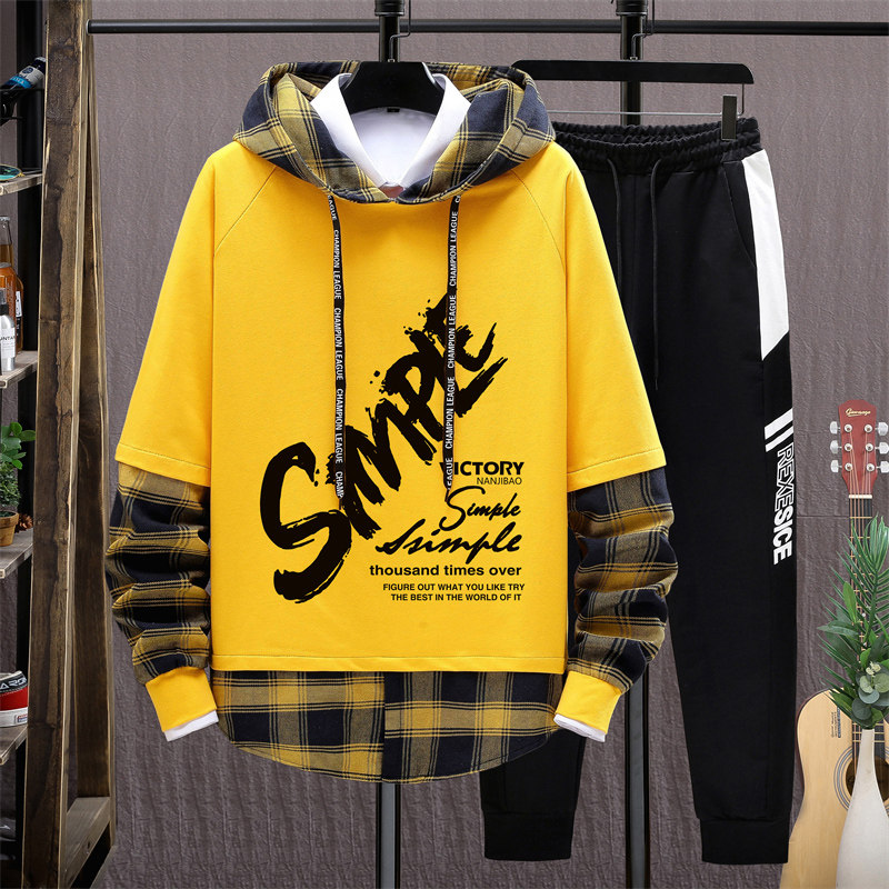 青少年秋冬季加绒男孩潮流加厚卫衣 外叁卫衣