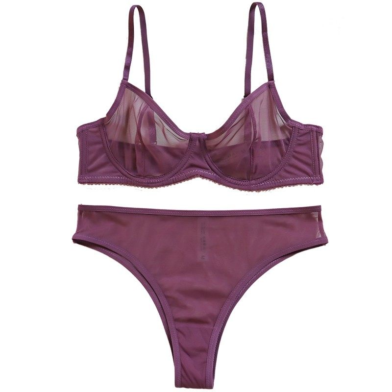 超薄有钢圈聚拢法式内衣两件套光面网纱女性白色无海绵文胸罩纯欲,淘宝优惠券,粉丝福利购,淘宝优惠卷