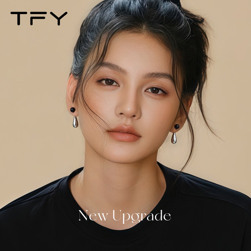 TFY黑玛瑙水滴耳环2026新款高级感独特漂亮黑色韩系冷淡系耳饰 - 图1