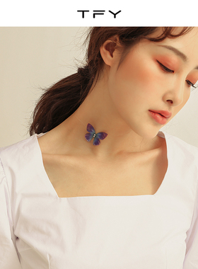 CHOKER透明隐形蝴蝶夏酷装饰项链