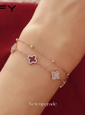 红色四叶草手链轻奢小众精致高级感女款2025新款生日礼物葫芦手饰