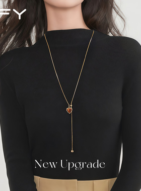 复古虎眼石毛衣链长款大气