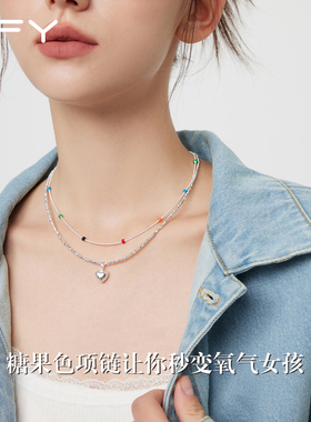 夏天多巴胺项链女款彩虹独特2026新款日常百搭高级感轻奢小众配饰