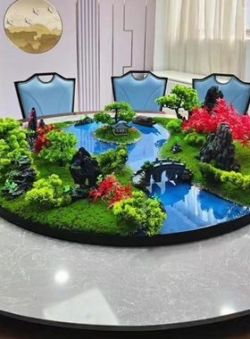 摆花大圆餐桌餐桌上的假花