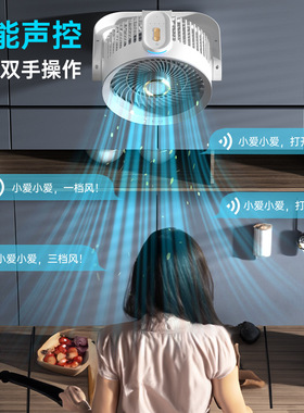 充电空气循环扇两用智能语音家用台式对流扇户外露营小风扇