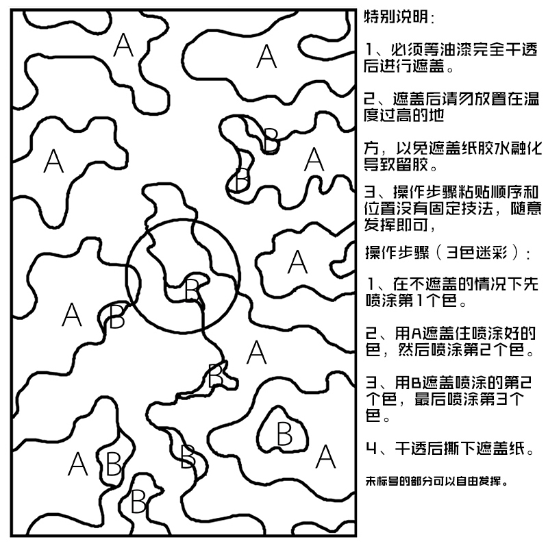 军模枪坦克战车模型上色喷漆1:35/72/48遮盖带三色数码迷彩遮盖纸