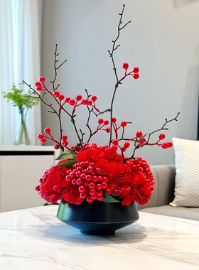 酒店餐厅客厅餐桌花假花高级仿生花摆设高端轻奢中式仿真花艺摆件