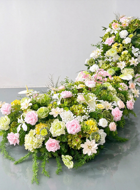 仿真玫瑰瀑布花婚礼摆件