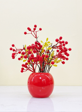 喜庆摆件石榴花仿真花假花石榴果树枝果实餐桌装饰吉祥果摆件摆设