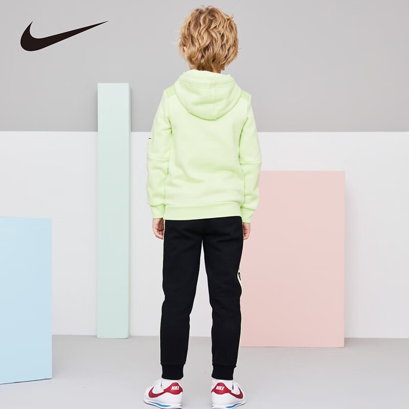 Nike 耐克男女童加绒保暖卫衣套装秋冬连帽卫衣针织长裤2件套