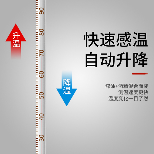 红水温度计家用室内玻璃水银工业用鱼缸养殖专用高精度水温测量计